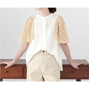 RANAN（ラナン）の「異素材スリーブブラウス（ブラウス）」｜オレンジ系