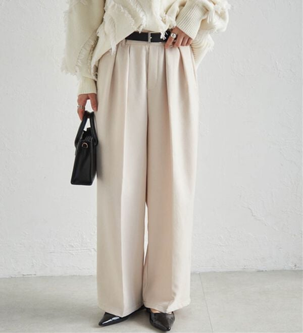 RANAN（ラナン）の「ウール調２タックワイドパンツ（フルレングスパンツ）」｜詳細画像