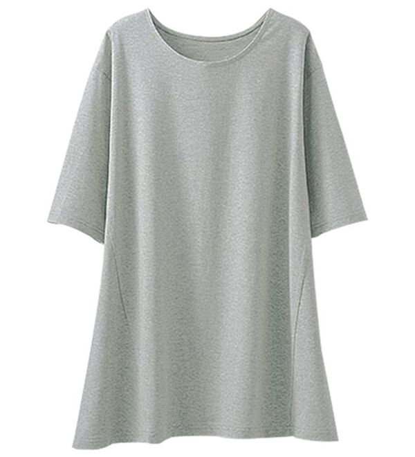 BELLUNA（ベルーナ）の「綿１００％抗菌防臭汗ジミ対策チュニック（チュニック）」｜杢ライトグレー