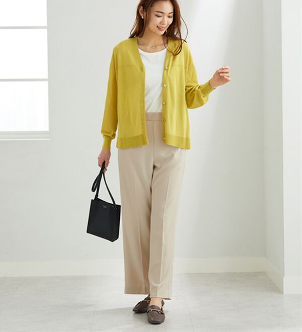 BELLUNA（ベルーナ）の「麻調ストレッチ素材美脚フレアーパンツ（フルレングスパンツ）」｜詳細画像