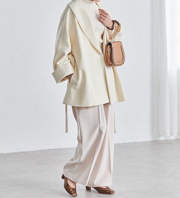 RANAN（ラナン）の「ウール調ビッグカラーガウンコート（ハーフコート）」｜詳細画像