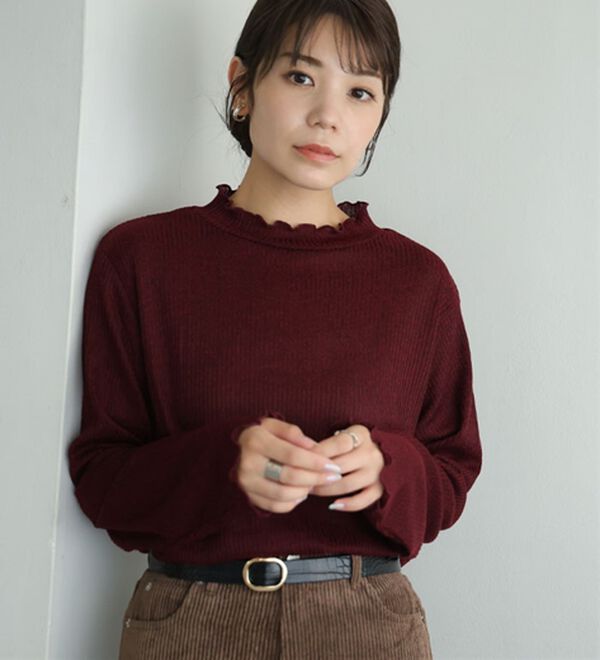 A HAPPY MARILYN（アハッピーマリリン）の「【ＬＬ～６Ｌ】「沿わないネック」で苦しくない。ミルリブ プチハイカットソー（カットソー）」｜詳細画像