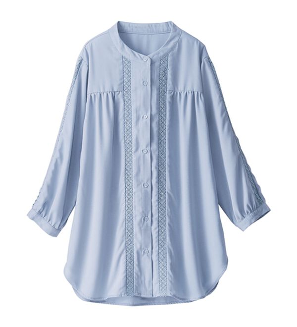 BELLUNA（ベルーナ）の「ビンテージ素材レース使いシャツチュニック（チュニック）」｜詳細画像