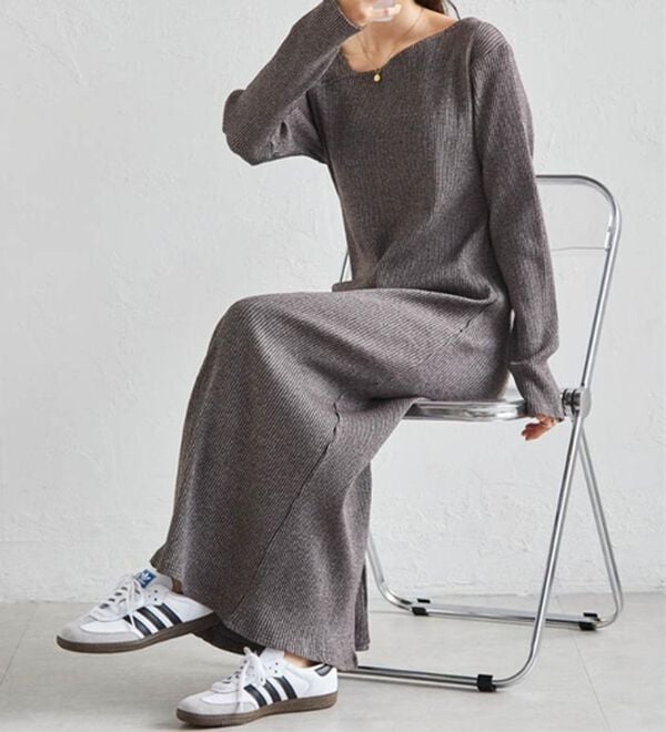 RANAN（ラナン）の「アシメネックリブワンピース（ロングワンピース）」｜詳細画像