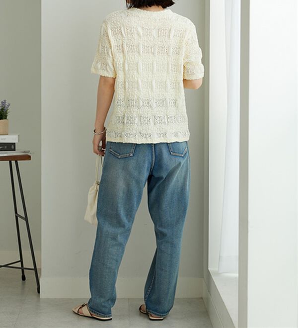 BELLUNA（ベルーナ）の「ストレッチレース調ハイネックプルオーバー（カットソー）」｜詳細画像