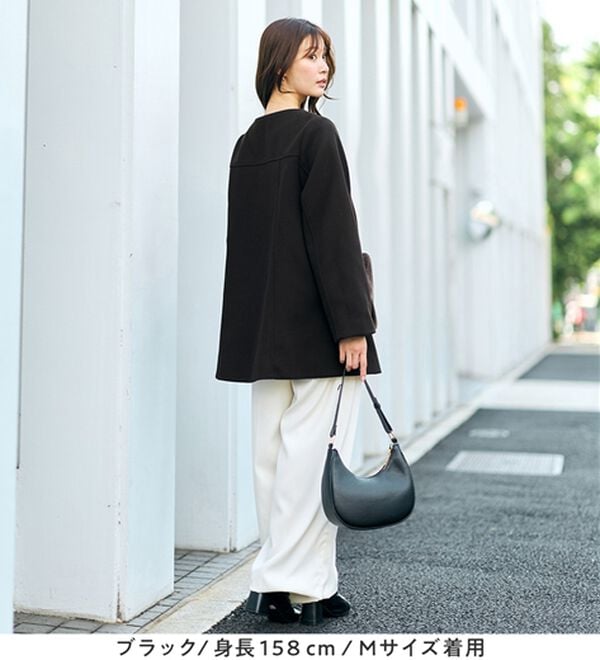alotta（アロッタ）の「ファーポケット付き上品ノーカラーコート（ロングコート）」｜詳細画像
