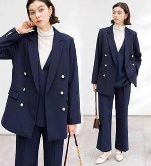 GeeRA（ジーラ）の「【入卒式/セレモニー】着回しベスト＆ジャケットセットスーツ（パンツスーツ）」｜ネイビー