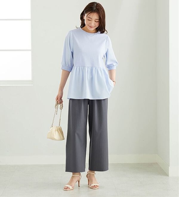 BELLUNA（ベルーナ）の「異素材切替ペプラムチュニック（チュニック）」｜詳細画像
