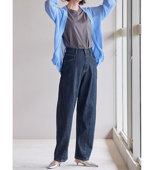 RANAN（ラナン）の「きれい見え麻入りカーブデニム（フルレングスパンツ）」｜詳細画像