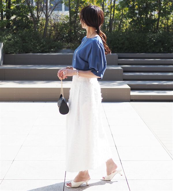 BELLUNA（ベルーナ）の「【接触冷感】涼感素材袖パールデザインプルオーバー（カットソー）」｜詳細画像