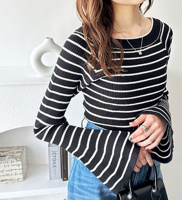 GeeRA（ジーラ）の「バレエネックフレアスリーブニット（ニット・セーター）」｜詳細画像