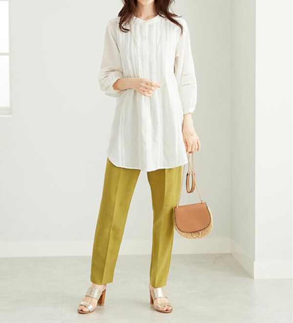 BELLUNA（ベルーナ）の「機能付リネン混ピンタック使いシャツチュニック（チュニック）」｜詳細画像