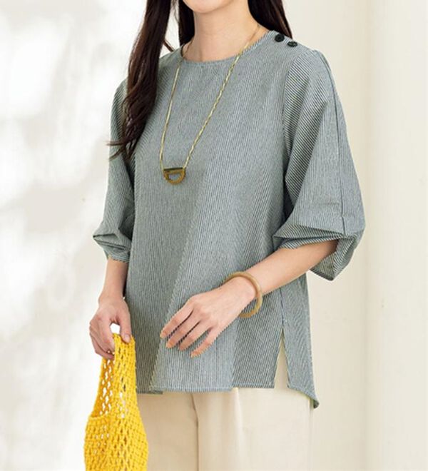 ルフラン（ルフラン）の「【３色組】ふんわりタック袖のさらっ軽ブラウス（ブラウス）」｜詳細画像