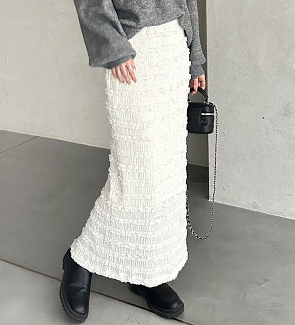 GeeRA（ジーラ）の「すっきりオシャレ見え！ジャカードレースタイトスカート（ロングスカート）」｜詳細画像
