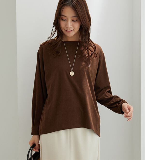 BELLUNA（ベルーナ）の「ふんわりコーデュロイ素材プルオーバー（カットソー）」｜ブラウン