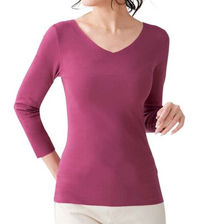 LAVIENNE（ラヴィエンヌ）の「吸湿発熱フラット仕立ての綿混２ｗａｙネックインナー（肌着・インナーウェア）」