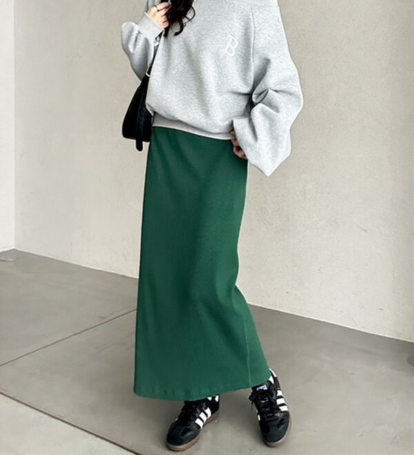 GeeRA（ジーラ）の「【着回し力◎】楽ちんすっきり見え！リブロングスカート（ロングスカート）」｜詳細画像