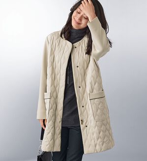 BELLUNA（ベルーナ）の「中わたキルティング切替ダンボール素材コート（ハーフコート）」｜詳細画像