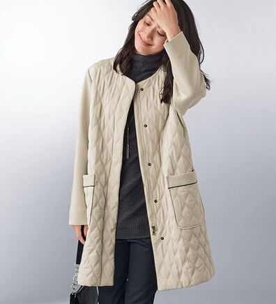 BELLUNA（ベルーナ）の「中わたキルティング切替ダンボール素材コート（ハーフコート）」