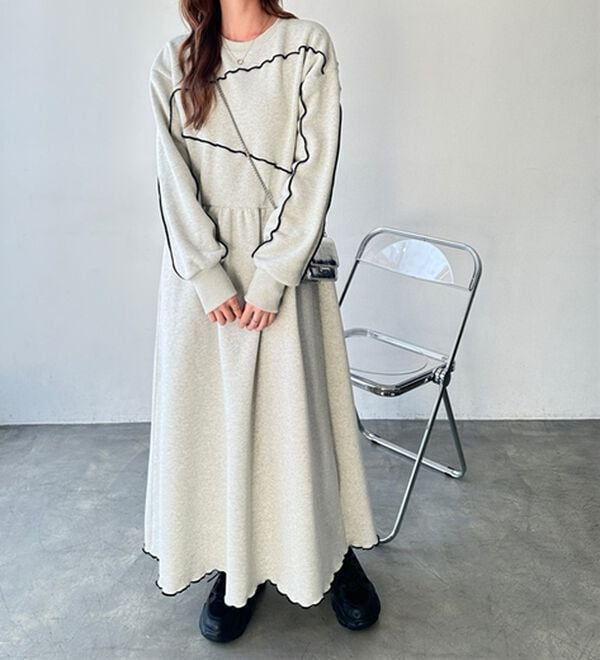 GeeRA（ジーラ）の「配色メロー裏起毛スウェットワンピース（カットソーワンピース）」｜詳細画像