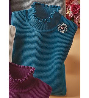 BELLUNA（ベルーナ）の「肌に優しいテンセル綿セーター（ニット・セーター）」｜ターコイズ