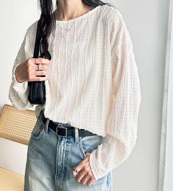 GeeRA（ジーラ）の「シャギージャカードボートネックカットソー（カットソー）」｜詳細画像