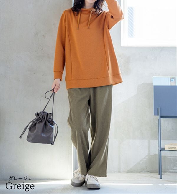 BELLUNA（ベルーナ）の「なめらか裏ベロアコーデュロイワイドパンツ（ワイドパンツ・ガウチョ）」｜詳細画像