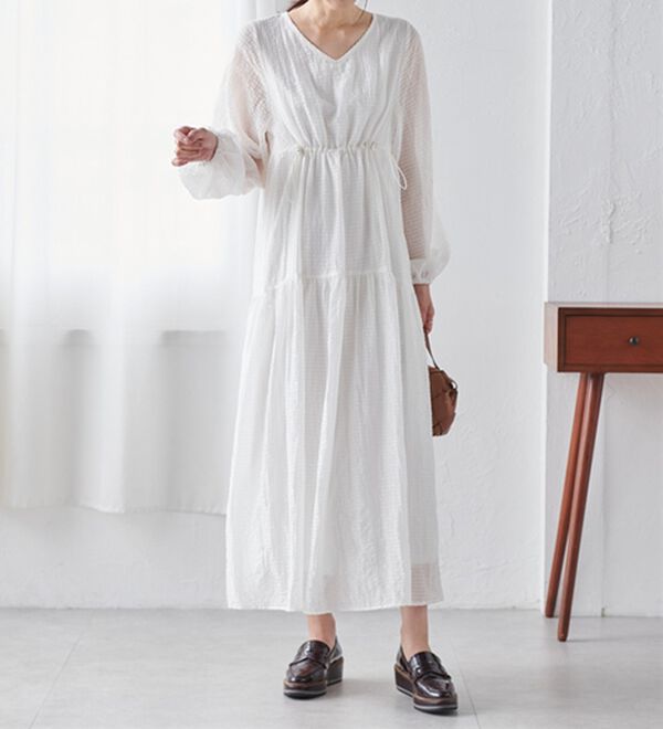 RANAN（ラナン）の「シアーチェックドロストギャザーティアードワンピ（その他ワンピース）」｜詳細画像