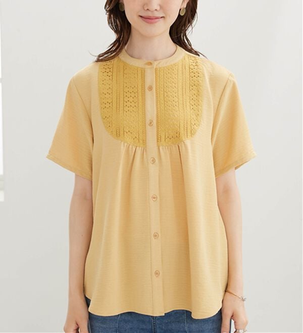 BELLUNA（ベルーナ）の「【多機能付き】お手入れ楽々！レース使いシャツチュニック（チュニック）」｜詳細画像