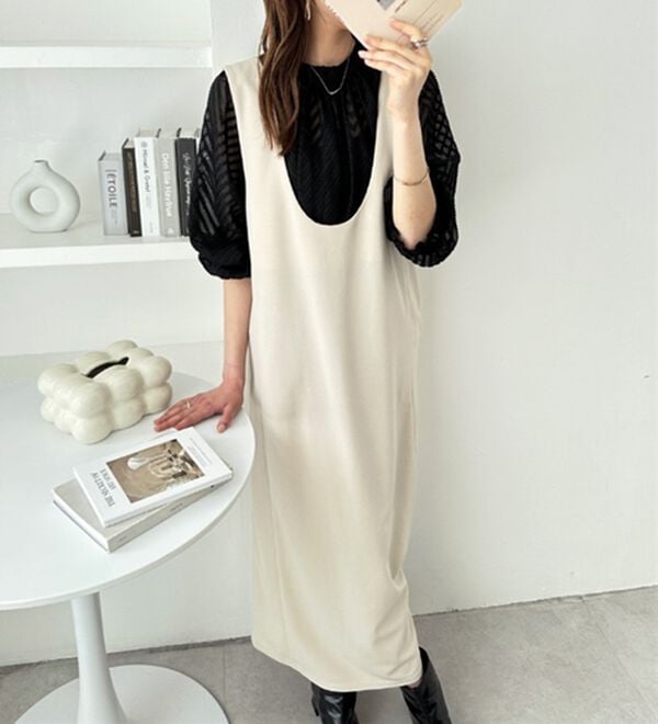 GeeRA（ジーラ）の「楽ちん！ストレッチ前後２ＷＡＹジャンパースカート（ジャンパースカート）」｜詳細画像