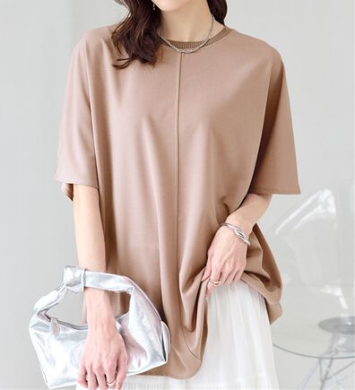 BELLUNA（ベルーナ）の「Ｔシャツ感覚なのにきちんとブラウス見え！カットジョーゼット半袖プルオーバー（カットソー）」