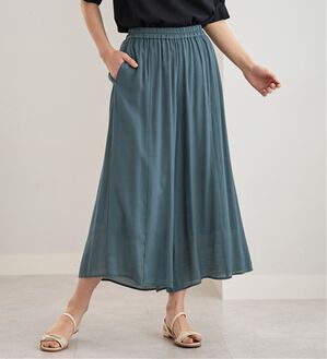 BELLUNA（ベルーナ）の「スラブ素材ポケット付ガウチョパンツ（ワイドパンツ・ガウチョ）」｜ターコイズ