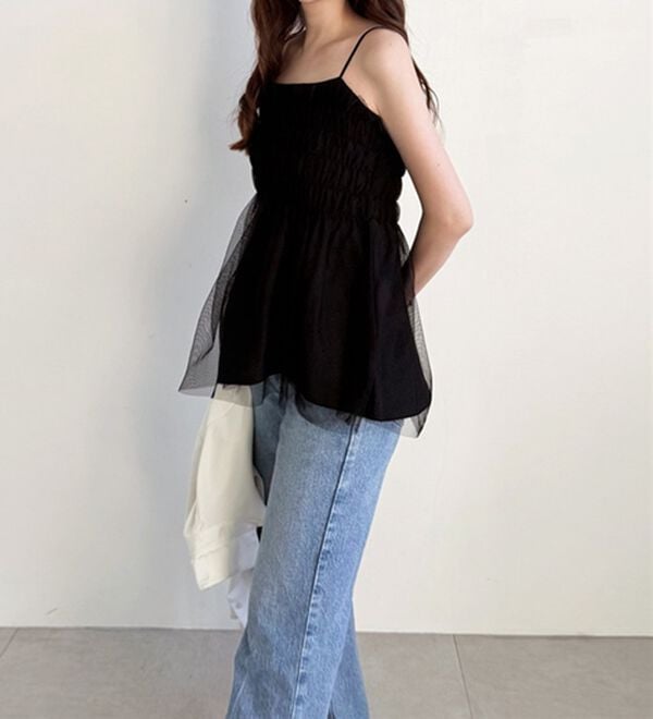 GeeRA（ジーラ）の「ラメニットペプラムキャミソール（タンクトップ・キャミソール）」｜詳細画像