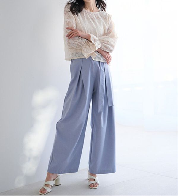 RANAN（ラナン）の「リボンデザインボックスタックワイドパンツ（ワイドパンツ・ガウチョ）」｜詳細画像