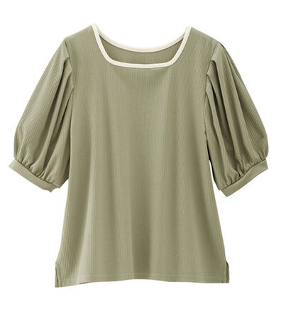 alotta（アロッタ）の「テレコリブ素材配色パイピングカットソー（カットソー）」