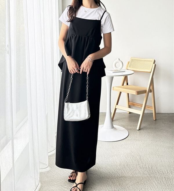 GeeRA（ジーラ）の「楽ちん！ペプラムキャミワンピース（カットソーワンピース）」｜詳細画像