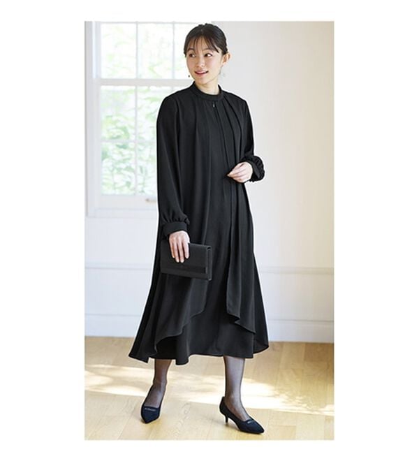 BELLUNA（ベルーナ）の「日本製素材！重ね着風ワンピース（ブラックフォーマル（喪服・礼服））」｜詳細画像