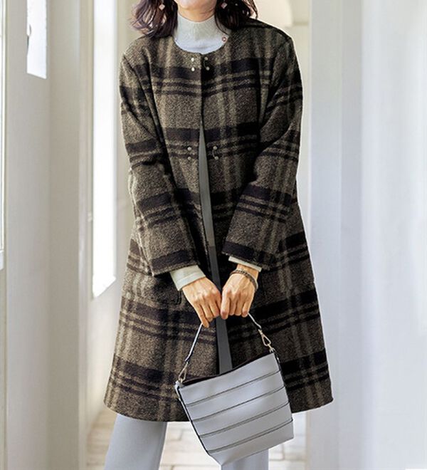 ルフラン（ルフラン）の「ウール入り　ビッグチェックコート（ロングコート）」｜詳細画像