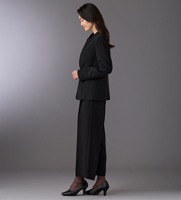 BELLUNA（ベルーナ）の「【３点セット】洗えるストレッチ素材！ワイドパンツ３点セット（ブラックフォーマル（喪服・礼服））」｜詳細画像