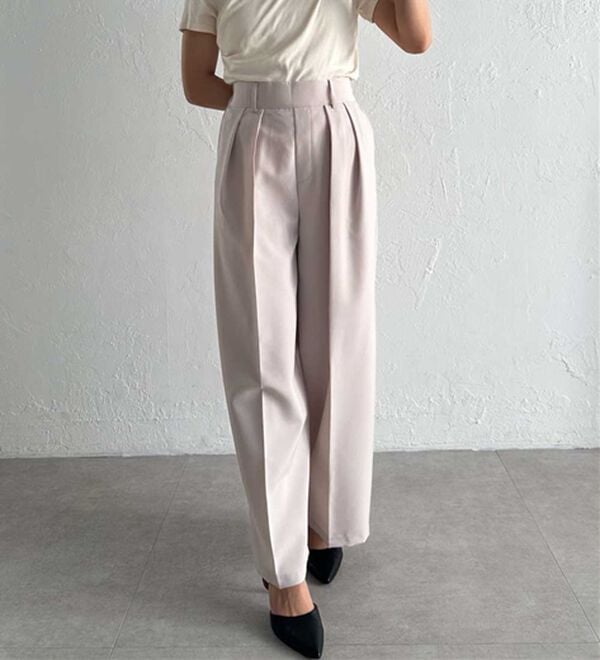 RANAN（ラナン）の「【選べる股下】きれい見え２タックワイドスラックス（ワイドパンツ・ガウチョ）」｜詳細画像