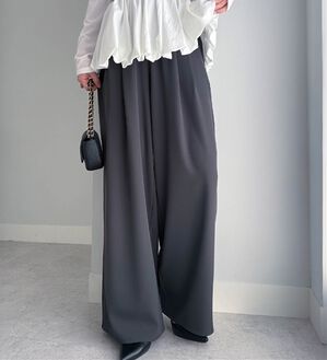 RANAN（ラナン）の「とろみ2タックイージーパンツ（フルレングスパンツ）」｜チャコール