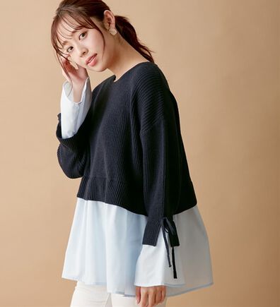 alotta（アロッタ）の「ブラウスドッキングフレアー袖ニット（ニット・セーター）」