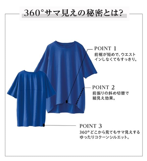 BELLUNA（ベルーナ）の「シュッと体型カバー！コクーンTシャツ（カットソー）」｜詳細画像