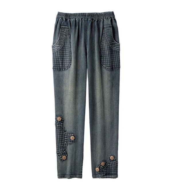 ルフラン（ルフラン）の「【２本組】ひまわりが咲く＊ゆるデニム（フルレングスパンツ）」｜詳細画像