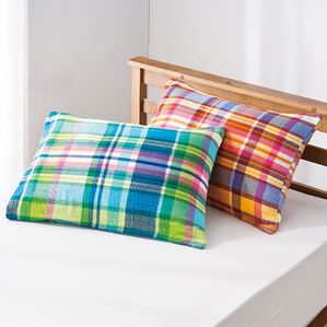 「５重ガーゼ枕カバー（枕カバー）」｜グリーン＆オレンジ