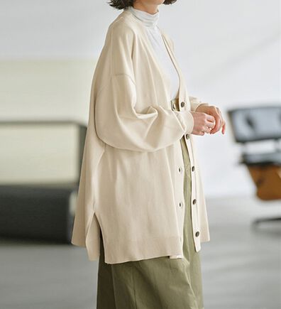 RANAN（ラナン）の「洗える！キレイ見え！ワイドシルエットＶネックカーディガン（ニットカーディガン）」