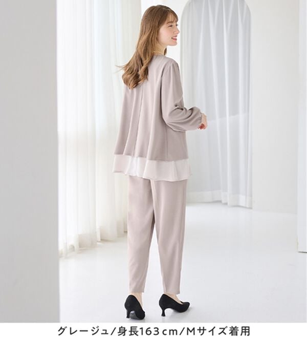 alotta（アロッタ）の「【２点セット】洗えるシフォンレイヤードセットアップ（ワンピースセットスーツ）」｜詳細画像