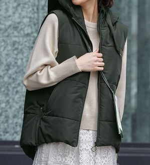 RANAN（ラナン）の「サイドジップコクーン中わたベスト（中わたコート・ベスト）」｜詳細画像