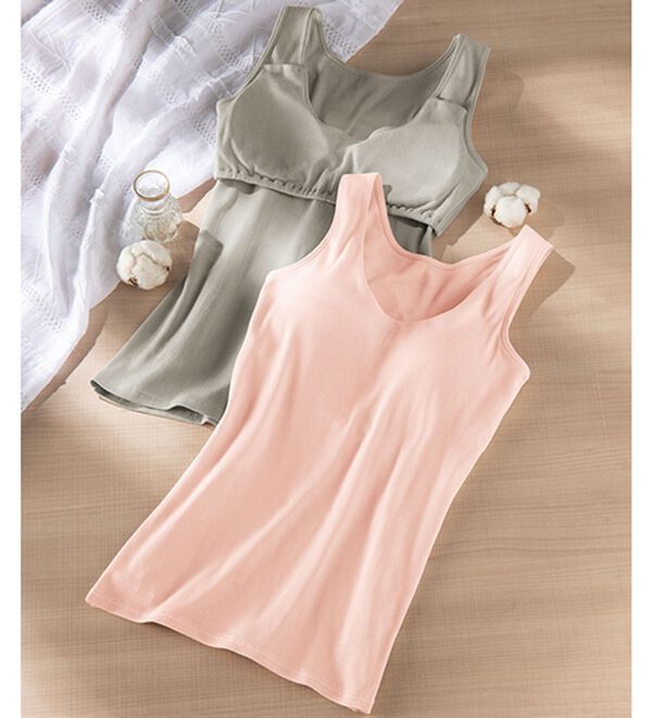 LAVIENNE（ラヴィエンヌ）の「綿１００％お肌に優しいオーガニックコットンブラキャミ（肌着・インナーウェア）」｜詳細画像