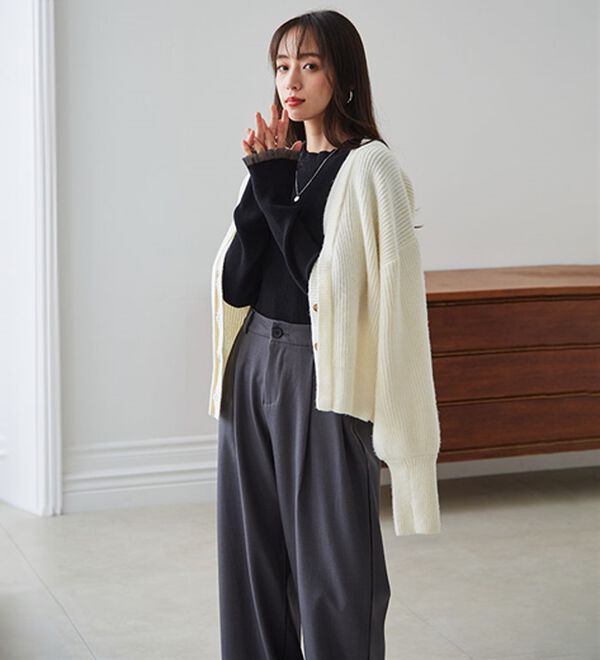 RANAN（ラナン）の「【春色追加】シアーフリル袖ハイネックリブニット（ニット・セーター）」｜詳細画像